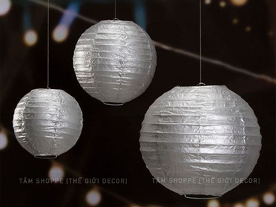 Lồng đèn giấy tròn Vàng Gold - Bạc - Đỏ 3 size LDEN-GIAY-05