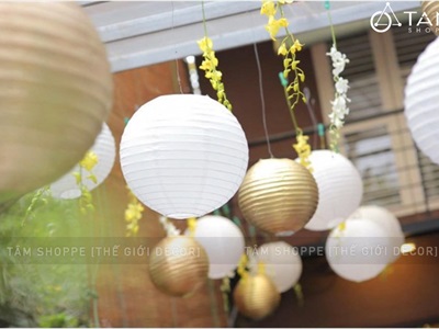 Lồng đèn giấy tròn Vàng Gold - Bạc - Đỏ 3 size LDEN-GIAY-05