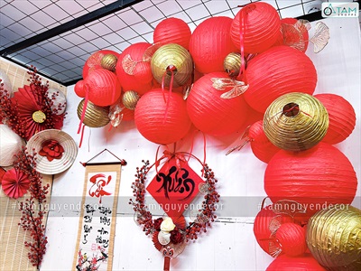 Lồng đèn giấy tròn Vàng Gold - Bạc - Đỏ 3 size LDEN-GIAY-05
