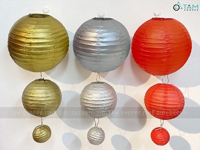 Lồng đèn giấy tròn Vàng Gold - Bạc - Đỏ 3 size LDEN-GIAY-05