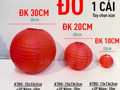 Lồng đèn giấy tròn Vàng Gold - Bạc - Đỏ 3 size LDEN-GIAY-05