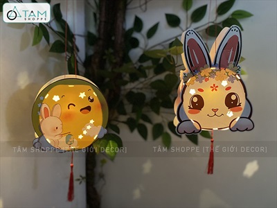 Lồng đèn thỏ ngọc DIY tự lắp ráp 5 kiểu [Dễ ráp - Kèm nút đèn Led] LDEN-GIAY-12