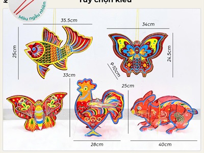 Lồng đèn thú kiếng màu khung nhựa cỡ trung [30-40cm] LDEN-KIENG-14