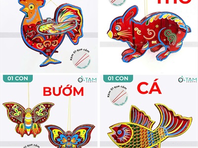 Lồng đèn thú kiếng màu khung nhựa cỡ trung [30-40cm] LDEN-KIENG-14