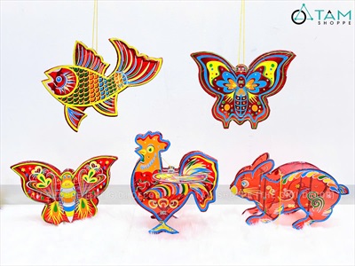 Lồng đèn thú kiếng màu khung nhựa cỡ trung [30-40cm] LDEN-KIENG-14