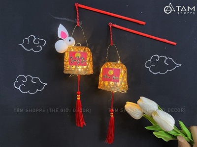 Lồng đèn tre con thỏ có đèn Led Trung thu - Đoàn viên LDEN-TRE-01