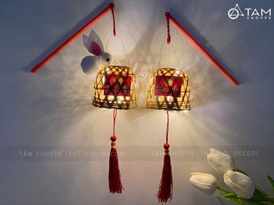 Lồng đèn tre con thỏ có đèn Led Trung thu - Đoàn viên LDEN-TRE-01