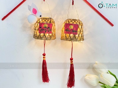 Lồng đèn tre con thỏ có đèn Led Trung thu - Đoàn viên LDEN-TRE-01