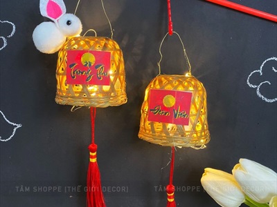 Lồng đèn tre con thỏ có đèn Led Trung thu - Đoàn viên LDEN-TRE-01