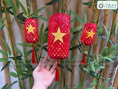 Lồng đèn tre lá lờ Việt Nam [Có đèn Led - Được chọn màu] LDEN-TRE-04