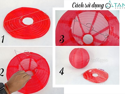Lồng đèn vải đỏ tròn chữ Phúc có râu nhiều cỡ [Loại đẹp - Khung sắt] LDEN-VAI-03