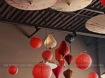 Lồng đèn vải đỏ tròn trơn nhiều cỡ [Loại đẹp - Khung sắt] LDEN-VAI-02