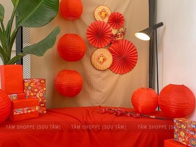 Lồng đèn vải đỏ tròn trơn nhiều cỡ [Loại đẹp - Khung sắt] LDEN-VAI-02