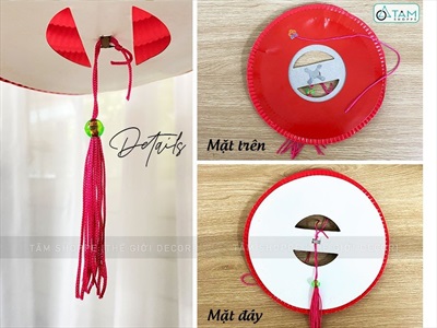 Set 02 lồng đèn giấy đỏ trơn con sâu ĐK16cm LDEN-GIAY-08