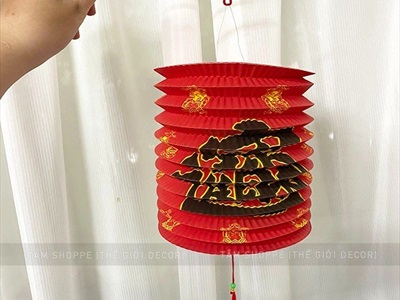 Set 02 lồng đèn giấy đỏ chữ Phước ông thần tài ĐK16cm LDEN-GIAY-07