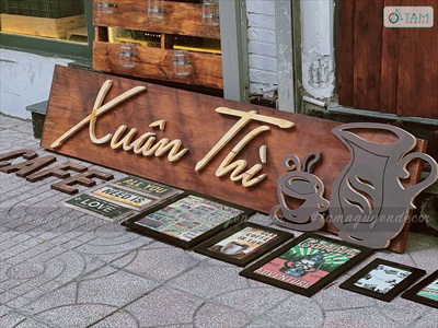 Chữ gỗ thông ghép màu tự nhiên [ Gỗ đẹp - Theo yêu cầu] CHUGO-25