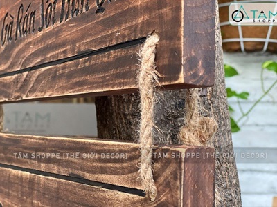 Bảng hiệu gỗ Vintage chữ nhật khắc chìm đổ màu theo yêu cầu [Cổ điển - Vân tự nhiên] YC-BANGHIEU-09