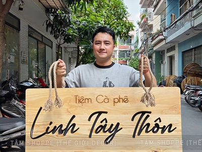 Bảng hiệu gỗ đèn Led chữ nhật bo góc [Sáng đẹp - Theo yêu cầu] YC-BANGHIEU-08