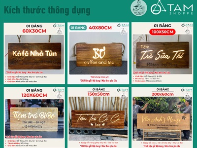 Bảng hiệu gỗ đèn Led hình chữ nhật bo góc [Sáng đẹp - Theo yêu cầu] YC-BANGHIEU-08