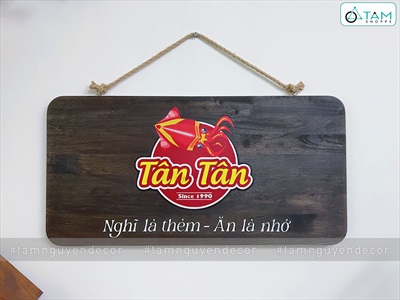 Bảng hiệu gỗ nâu đen Rustic bo góc chữ trắng [Nội dung - Kích thước theo yêu cầu] YC-BANGHIEU-01