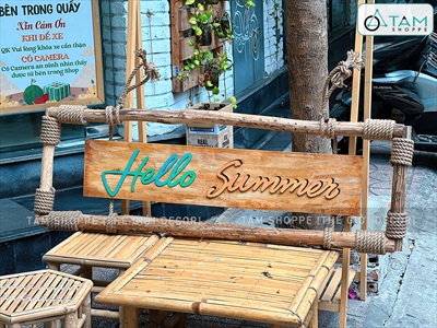 Bảng hiệu khung củi quấn dây thừng Rustic [Nội dung - Kích thước theo yêu cầu] YC-BANGHIEU-02