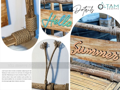 Bảng hiệu khung củi quấn dây thừng Rustic [Nội dung - Kích thước theo yêu cầu] YC-BANGHIEU-02