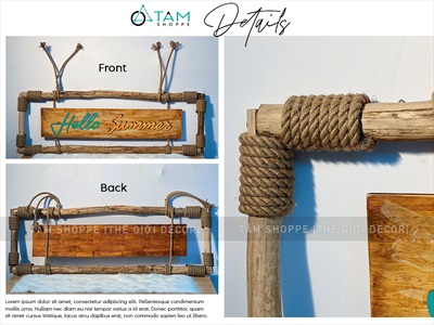 Bảng hiệu khung củi quấn dây thừng Rustic [Nội dung - Kích thước theo yêu cầu] YC-BANGHIEU-02