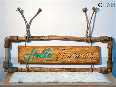 Bảng hiệu khung củi quấn dây thừng Rustic [Nội dung - Kích thước theo yêu cầu] YC-BANGHIEU-02