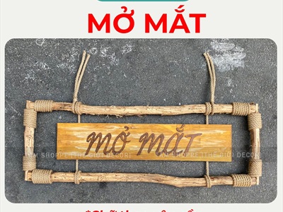 Bảng hiệu khung củi quấn dây thừng Rustic [Nội dung - Kích thước theo yêu cầu] YC-BANGHIEU-02