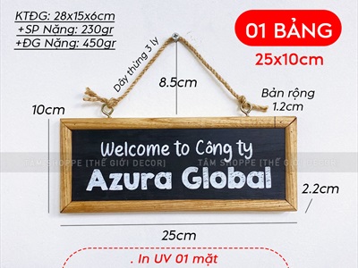 Bảng treo cửa gỗ viền nẹp nền đen [Chữ - Kích thước theo yêu cầu] YC-BANGTREO-03