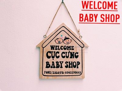 Bảng treo cửa hình ngôi nhà theo yêu cầu [Nhận vẽ Chibi] YC-BANGTREO-02