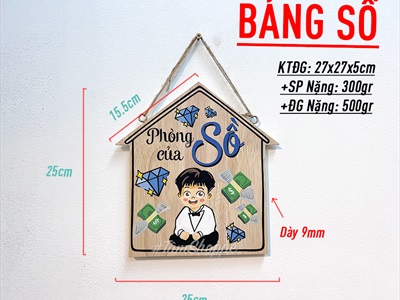 Bảng treo cửa hình ngôi nhà theo yêu cầu [Nhận vẽ Chibi] YC-BANGTREO-02