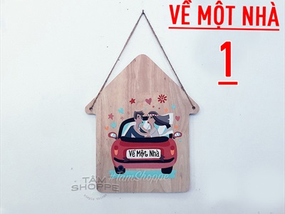 Bảng treo cửa hình ngôi nhà theo yêu cầu [Nhận vẽ Chibi] YC-BANGTREO-02