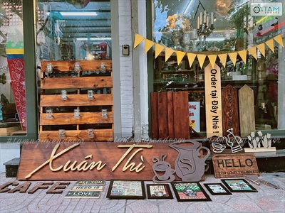 Bộ bảng hiệu gỗ, chữ gỗ, tranh gỗ decor quán cafe Xuân Thì [Nhận thi công] YC-CONCEPT-01