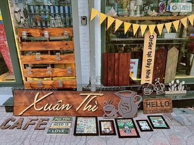 Bộ bảng hiệu gỗ, chữ gỗ, tranh gỗ decor quán cafe Xuân Thì [Nhận thi công] YC-CONCEPT-01