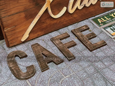 Bộ bảng hiệu gỗ, chữ gỗ, tranh gỗ decor quán cafe Xuân Thì [Nhận thi công] YC-CONCEPT-01