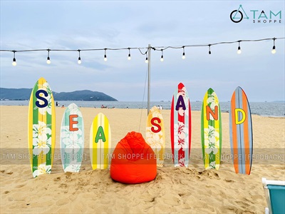 Bộ bảng hiệu ván lướt sóng, đồ decor quán cafe Sea Sand phong cách biển [Nhận thi công] YC-CONCEPT-02