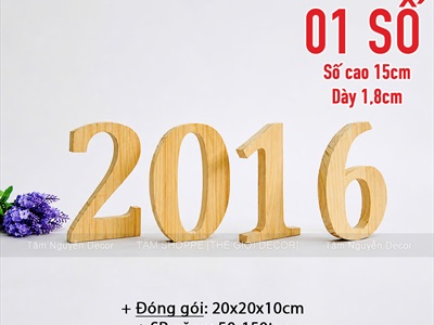 Chữ gỗ - Số gỗ decor màu tự nhiên tự đứng [Cao 15cm / Có sẵn] CHUGO-31