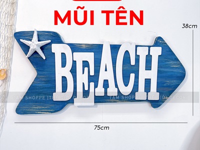 Tranh gỗ chủ đề biển chữ BEACH theo yêu cầu [Thủ công - Kĩ đẹp] TRANHGO-02