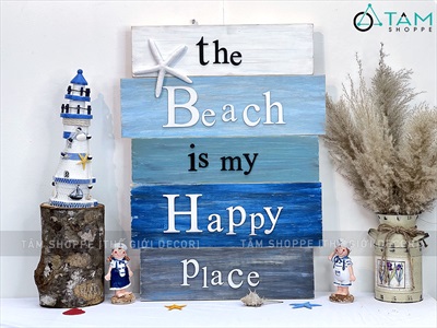 Tranh gỗ chủ đề biển chữ BEACH theo yêu cầu [Thủ công - Kĩ đẹp] TRANHGO-02