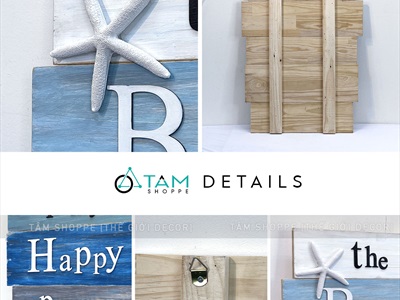 Tranh gỗ chủ đề biển chữ BEACH theo yêu cầu [Thủ công - Kĩ đẹp] TRANHGO-02