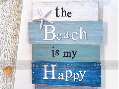 Tranh gỗ chủ đề biển chữ BEACH theo yêu cầu [Thủ công - Kĩ đẹp] TRANHGO-02