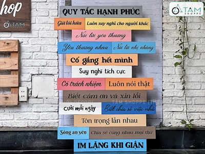 Tranh gỗ Quy tắc hạnh phúc theo yêu cầu [Kĩ đẹp - Nhận gắn tại nhà] TRANHGO-01