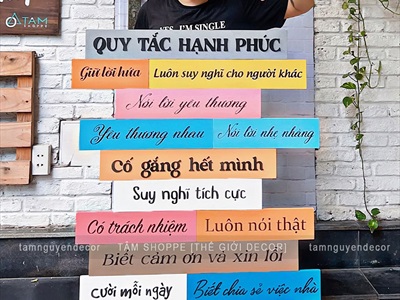 Tranh gỗ Quy tắc hạnh phúc theo yêu cầu [Kĩ đẹp - Nhận gắn tại nhà] TRANHGO-01
