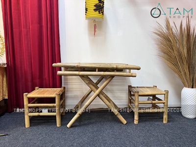 Bàn ghế tre hàng đẹp sơn keo loại 01 BANGHE-01