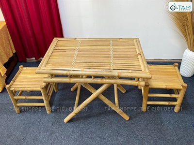 Bàn ghế tre hàng đẹp sơn keo loại 01 BANGHE-01