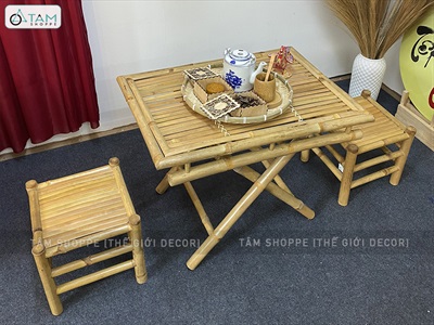 Bàn ghế tre hàng đẹp sơn keo loại 01 BANGHE-01
