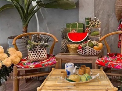 Bàn tre ngồi bệt kiểu Nhật hàng đẹp sơn keo loại 01 BANGHE-02