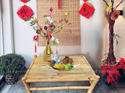 Bàn tre ngồi bệt kiểu Nhật hàng đẹp sơn keo loại 01 BANGHE-02