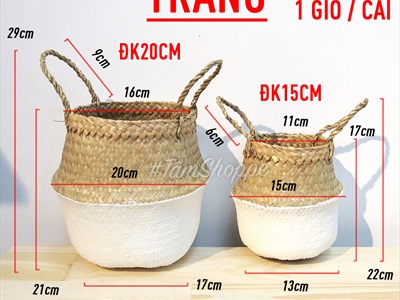 Giỏ cói sơn màu hình chum có quai 2 size GIO-COI-02
